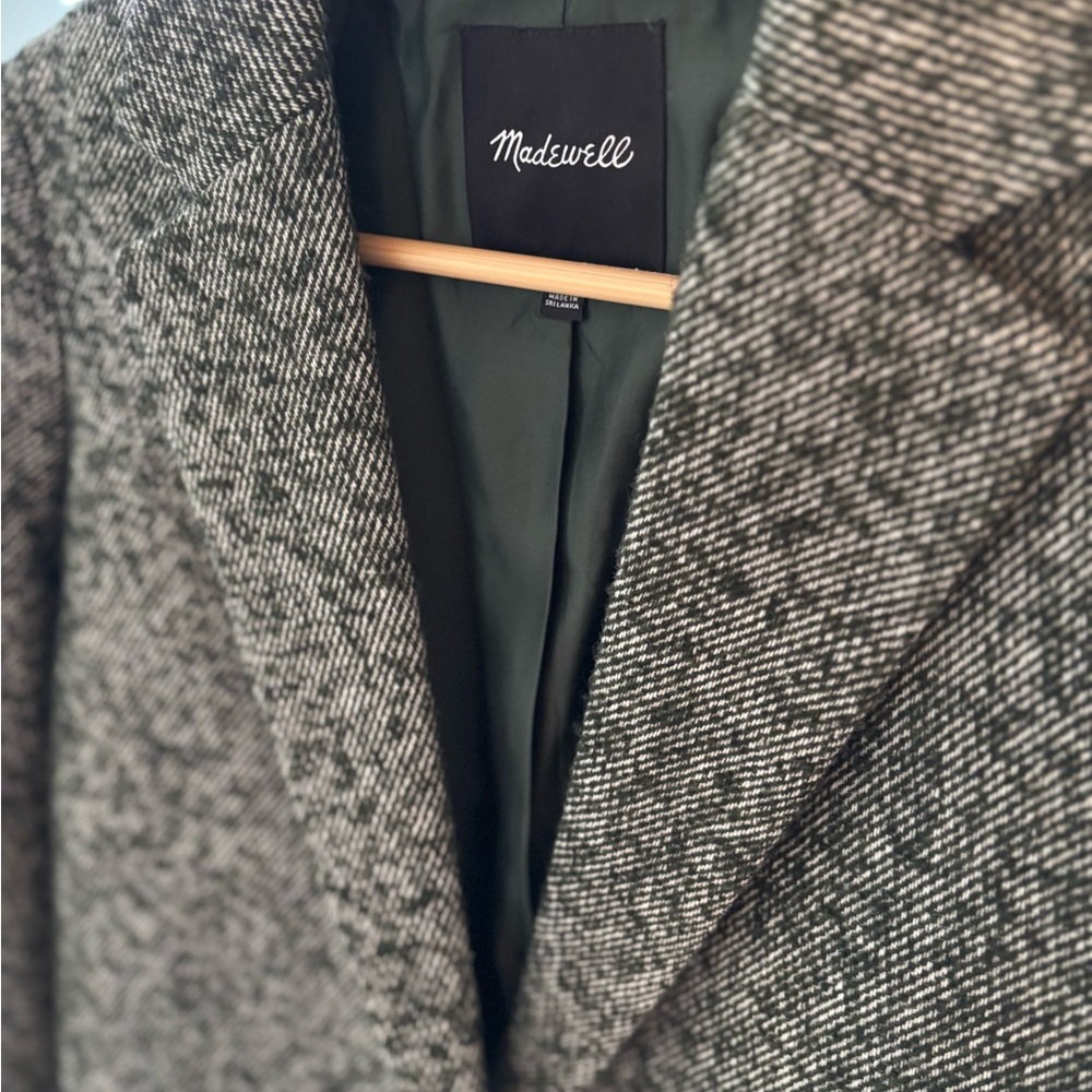 Madewell Women's Dark Green  and Cream Wool Blazer